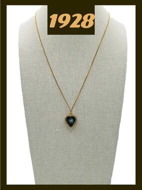 Vintage 1928 Jewelry Co. Heart Pendant Necklace, Gold Tone Screw Clasp